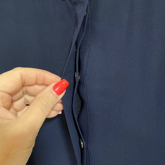 J. Crew Drapey Crepe Henley Tunic Navy Blue Blouse Size 4 - Picture 4 of 9